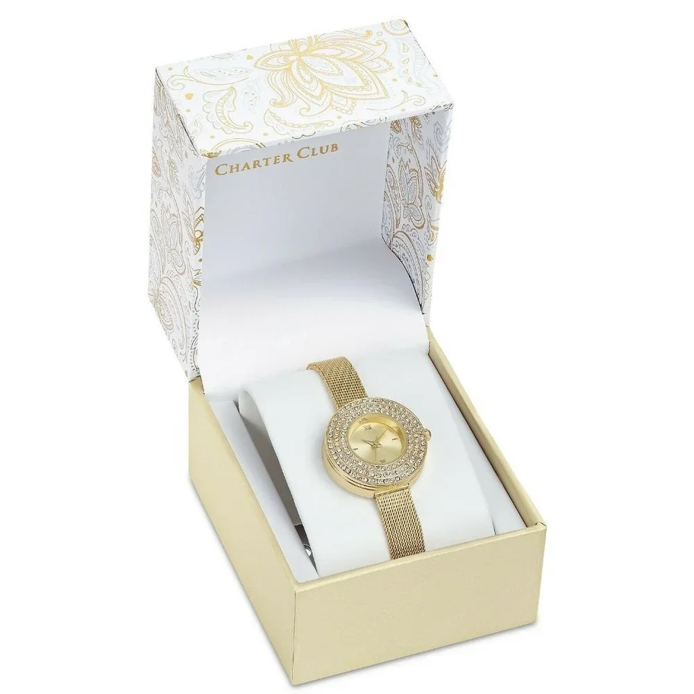 Charter Club Women's Gold-Tone Mesh Bracelet Watch 29mm